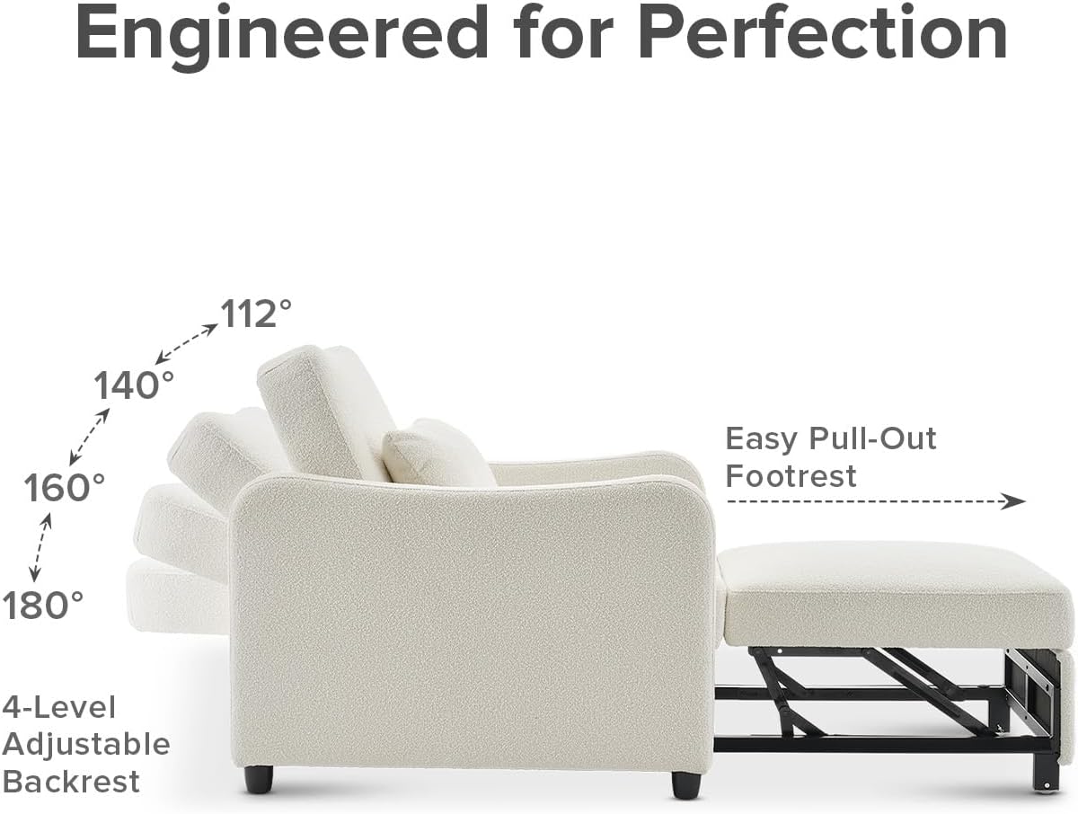 4-in-1 Convertible Sleeper Chair Bed, Accent Chair-Aldronix