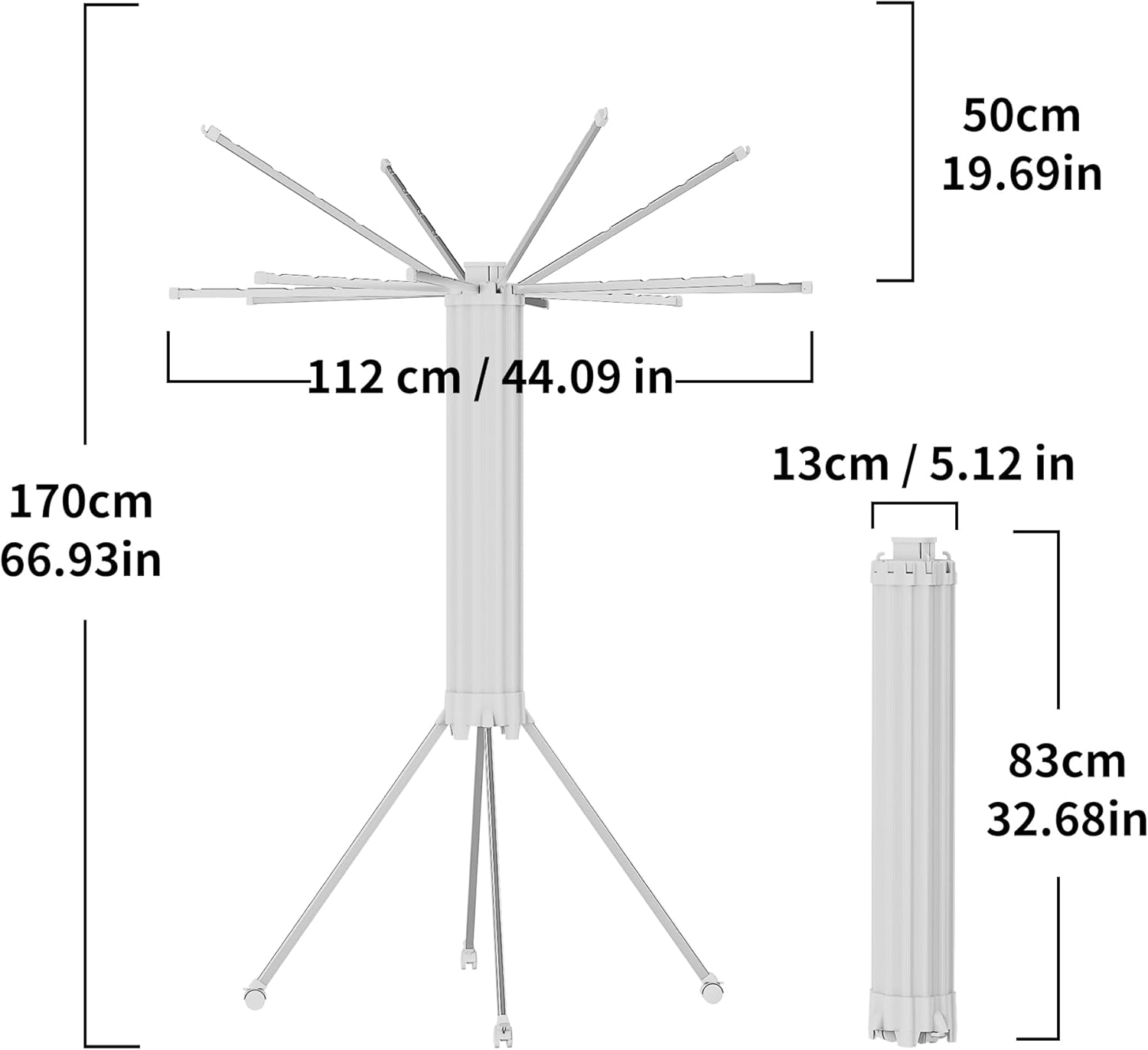 JOOM Tripod Clothes Drying Rack, Garment Rack Portable and Foldable Space Saving Laundry Drying Rack - Drying Rack Clothing Floor Folding Balcony Bedroom Household Wooden-Aldronix