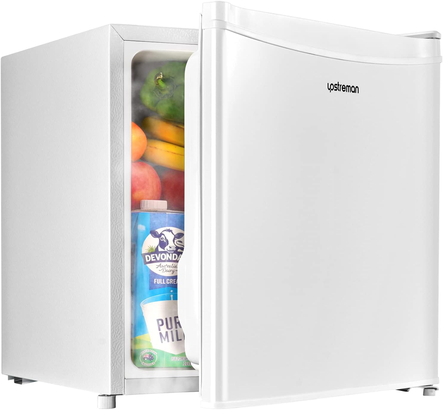 Upstreman 1.7 Cu.ft Mini Fridge with Freezer, Dorm Essentials, Adjustable Thermostat, Energy Saving, Low Noise, Single Door Compact Refrigerator for Dorm, Office, Bedroom, Black-FR17-Aldronix