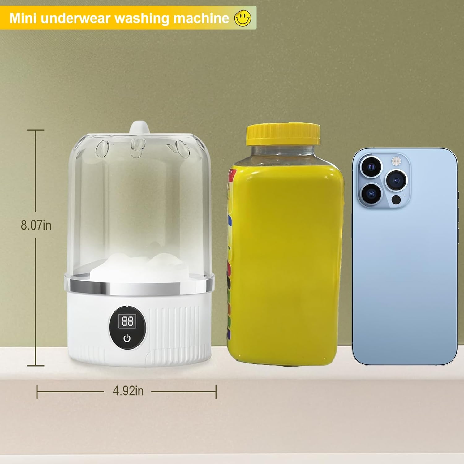 Underwear Washer, Portable Mini Washing Machine, 2025 Upgraded Mini Washings Machines, Rechargeable Cordless Washing-Machine, Laundry Cup for Bra, Underwear, Socks (white)-Aldronix