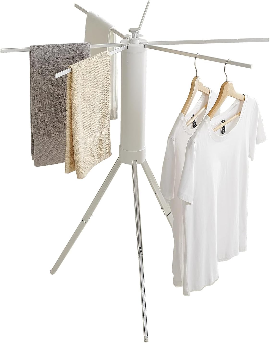 JOOM Tripod Clothes Drying Rack, Garment Rack Portable and Foldable Space Saving Laundry Drying Rack - Drying Rack Clothing Floor Folding Balcony Bedroom Household Wooden-Aldronix