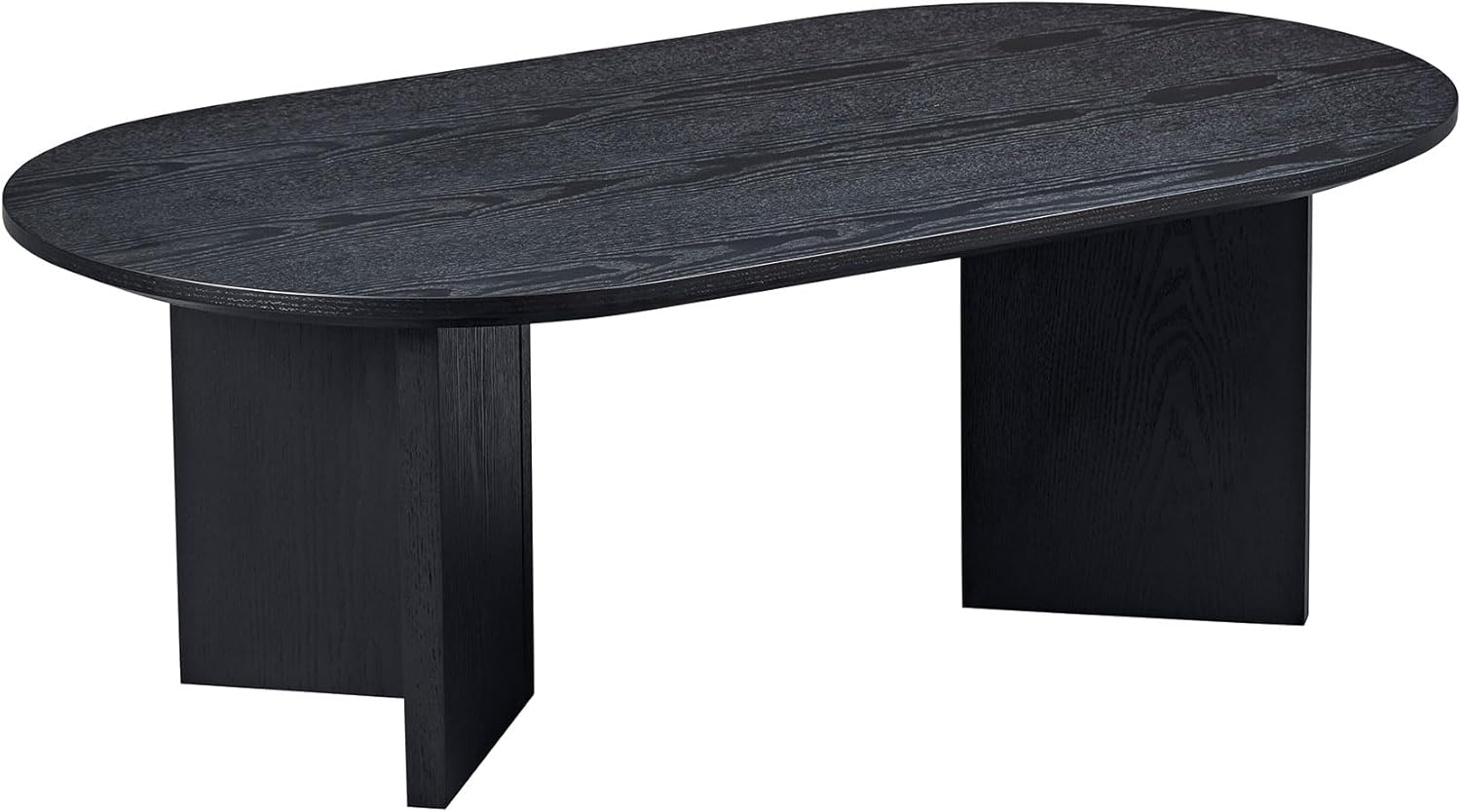 Nesting Coffee Table Set of 2, Round & Crescent Moon Wooden Coffee Tables, Modern Luxury Accent End Tea Table for Living Room Apartment (Black-Round)-Aldronix