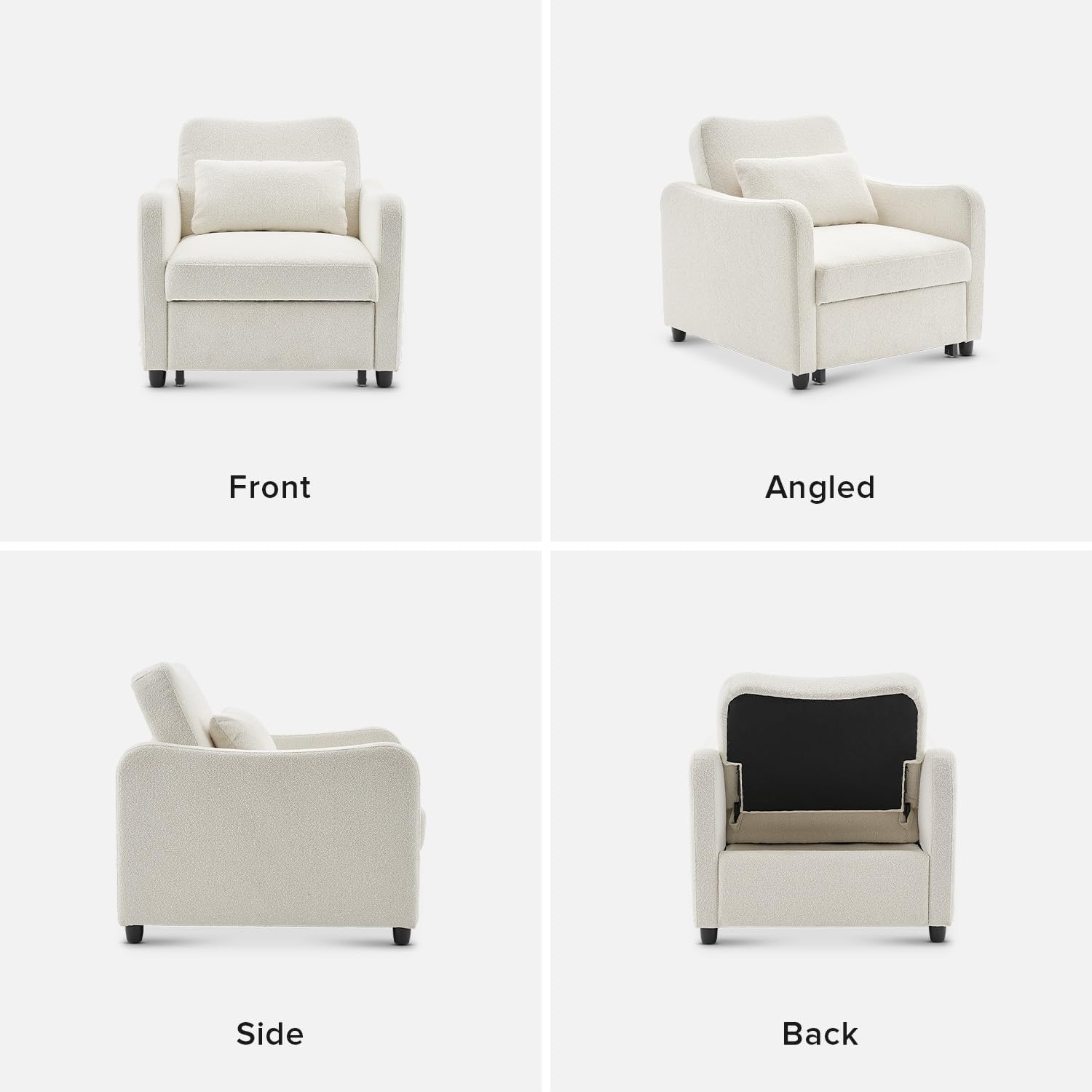 4-in-1 Convertible Sleeper Chair Bed, Accent Chair-Aldronix