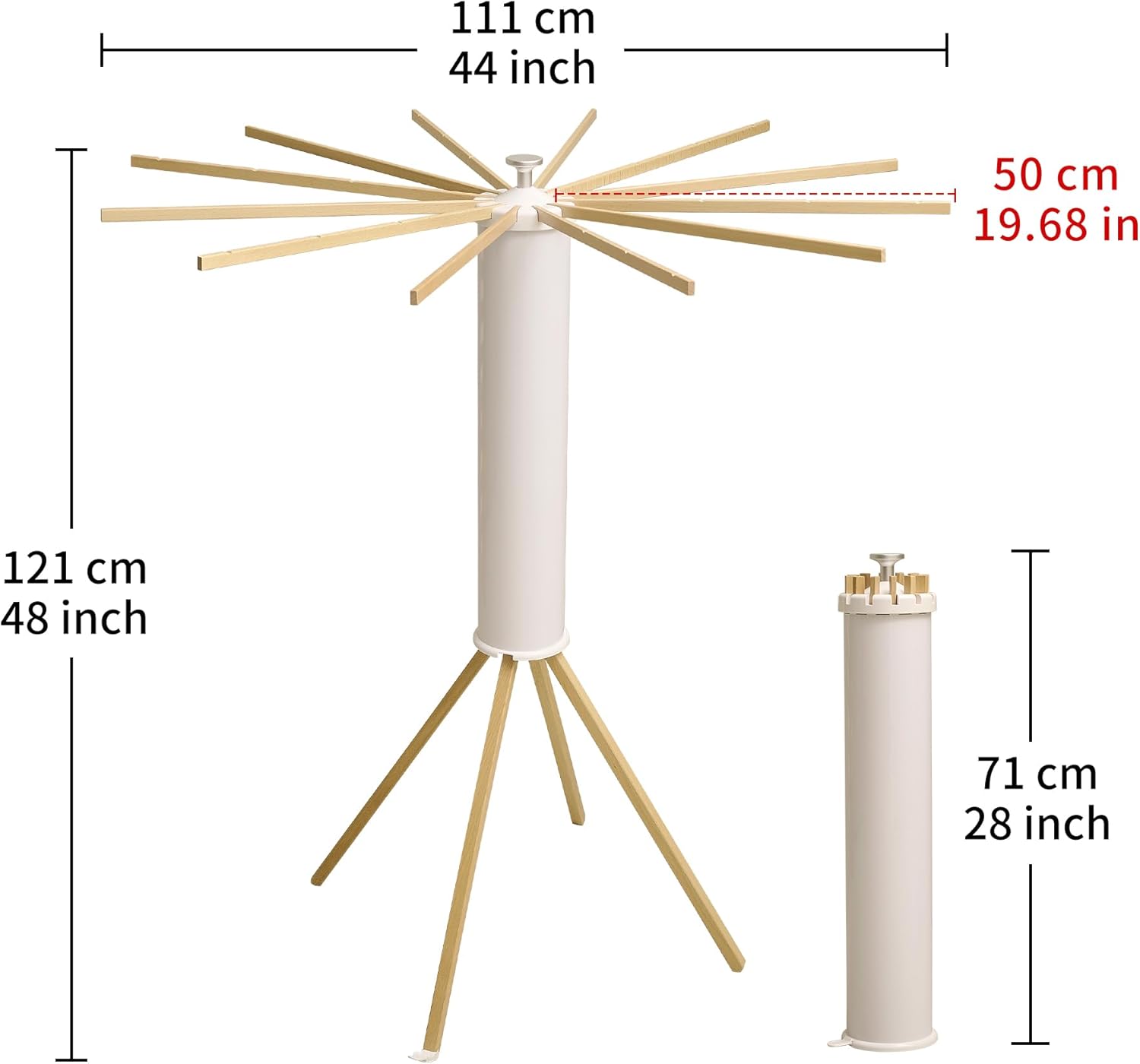 JOOM Tripod Clothes Drying Rack, Garment Rack Portable and Foldable Space Saving Laundry Drying Rack - Drying Rack Clothing Floor Folding Balcony Bedroom Household Wooden-Aldronix