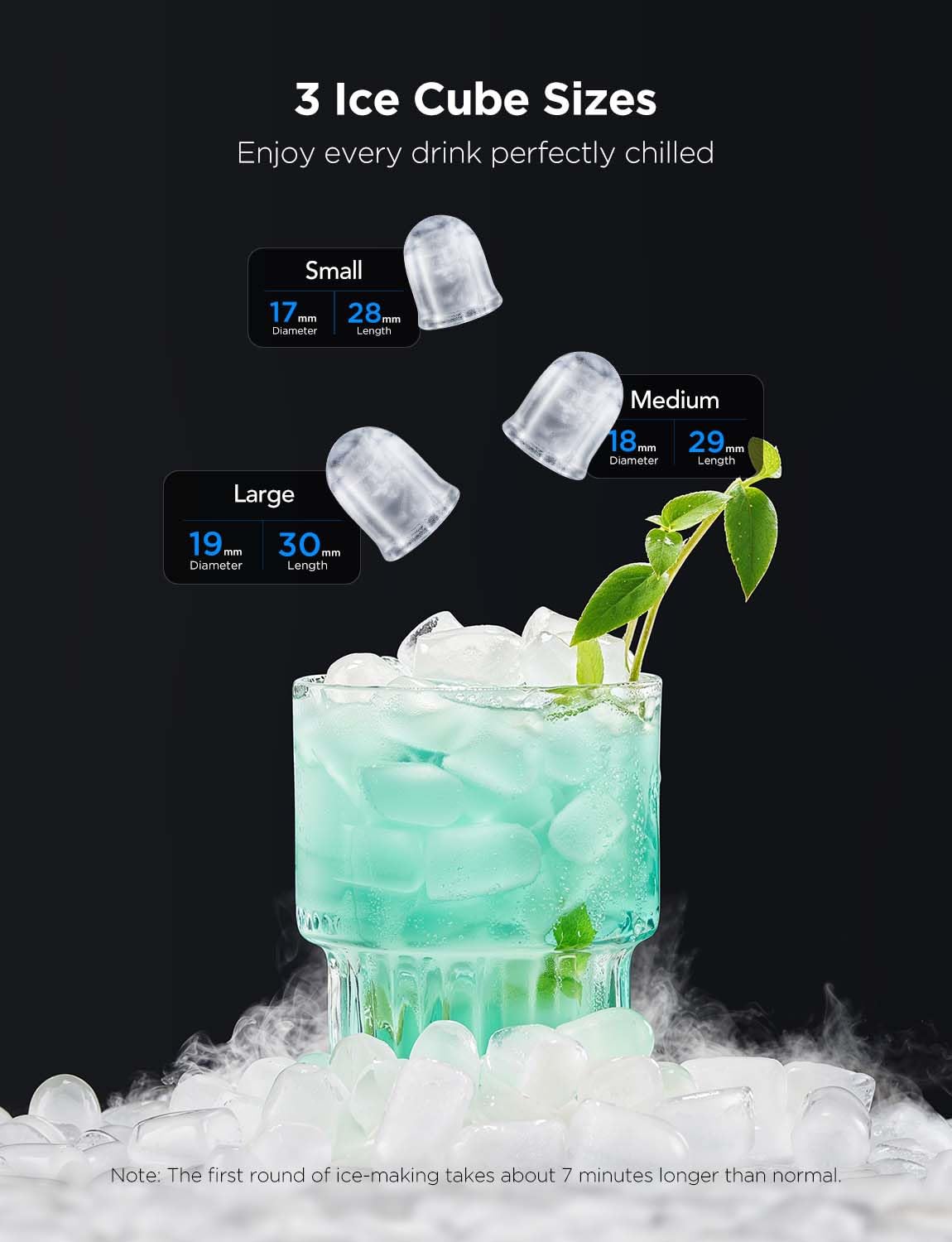 GoveeLife Smart Ice Maker Countertop, Portable Ice Machine with Voice Control, 9 Ice Cubes in 6 Minutes 3 Sizes, 26lbs/24Hrs, Self Cleaning RGB Lights, Quiet Ice Maker with Scoop for Kitchen Silver-Aldronix