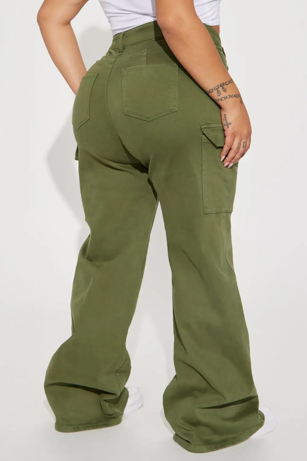 True That 90s Stretch Color Cargo Jeans - Olive-Aldronix