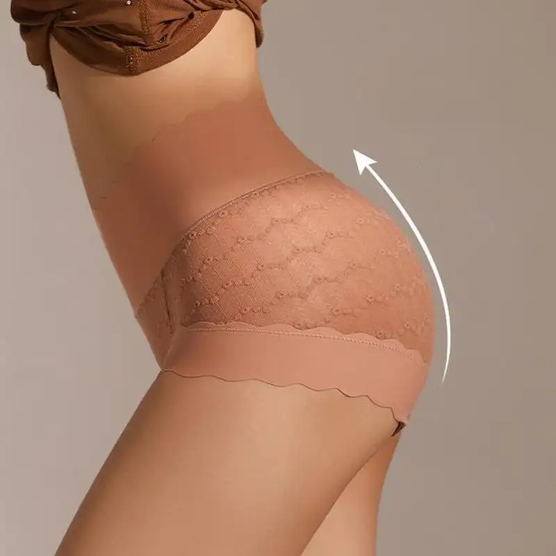 Breathable Seamless High-Waist Lace Panties-Aldronix