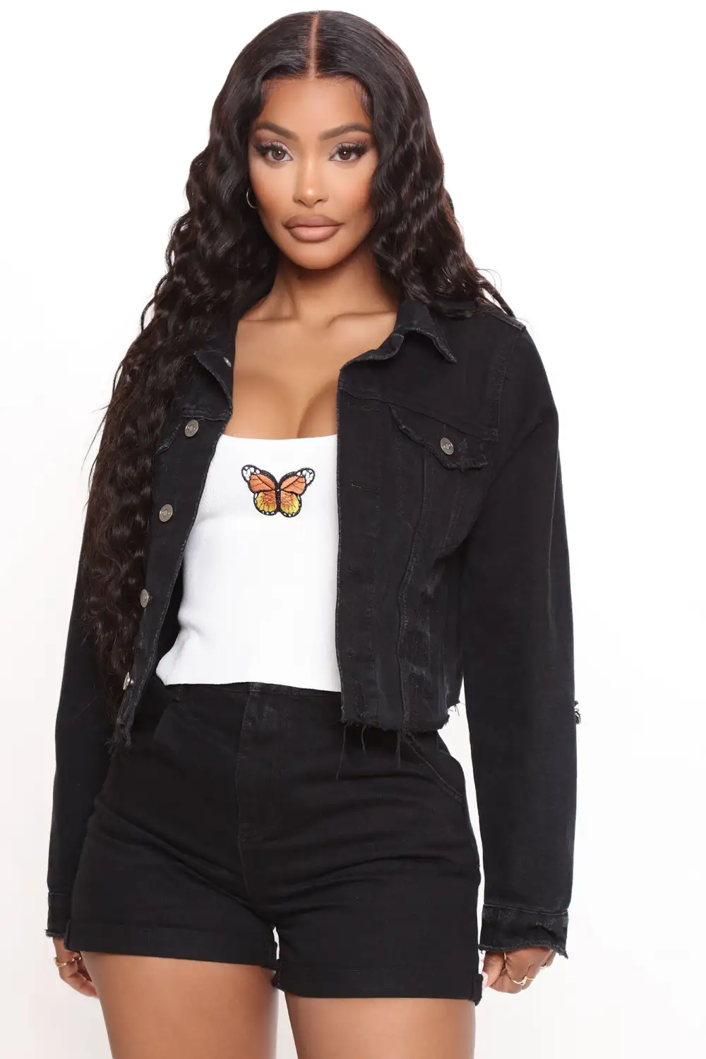 Natalia Denim Jacket - Black-Aldronix
