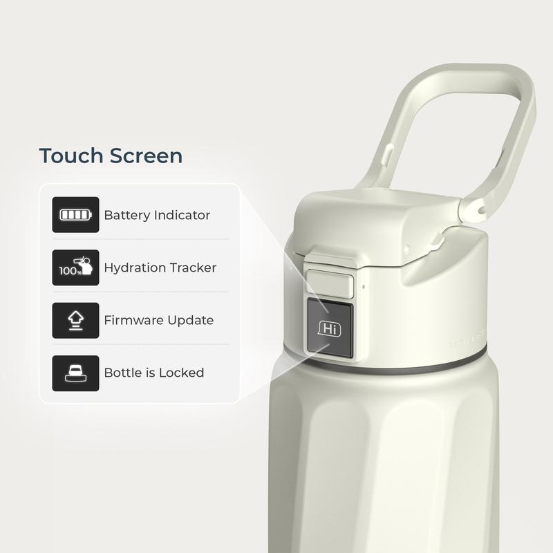 WATERH Boost Smart Water Bottle with APp - Vacuum Insulated Stainless Steel Thermal Cupfor Travel & Gym, Water Intake Tracker &Reminder, Portable Wide Mouth Water BottleIdeal-Aldronix
