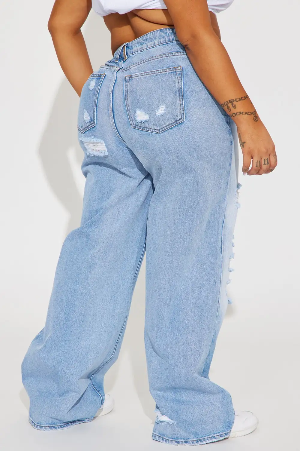 Left Him On Read Non Stretch Wide Leg Jeans - Medium Wash-Aldronix