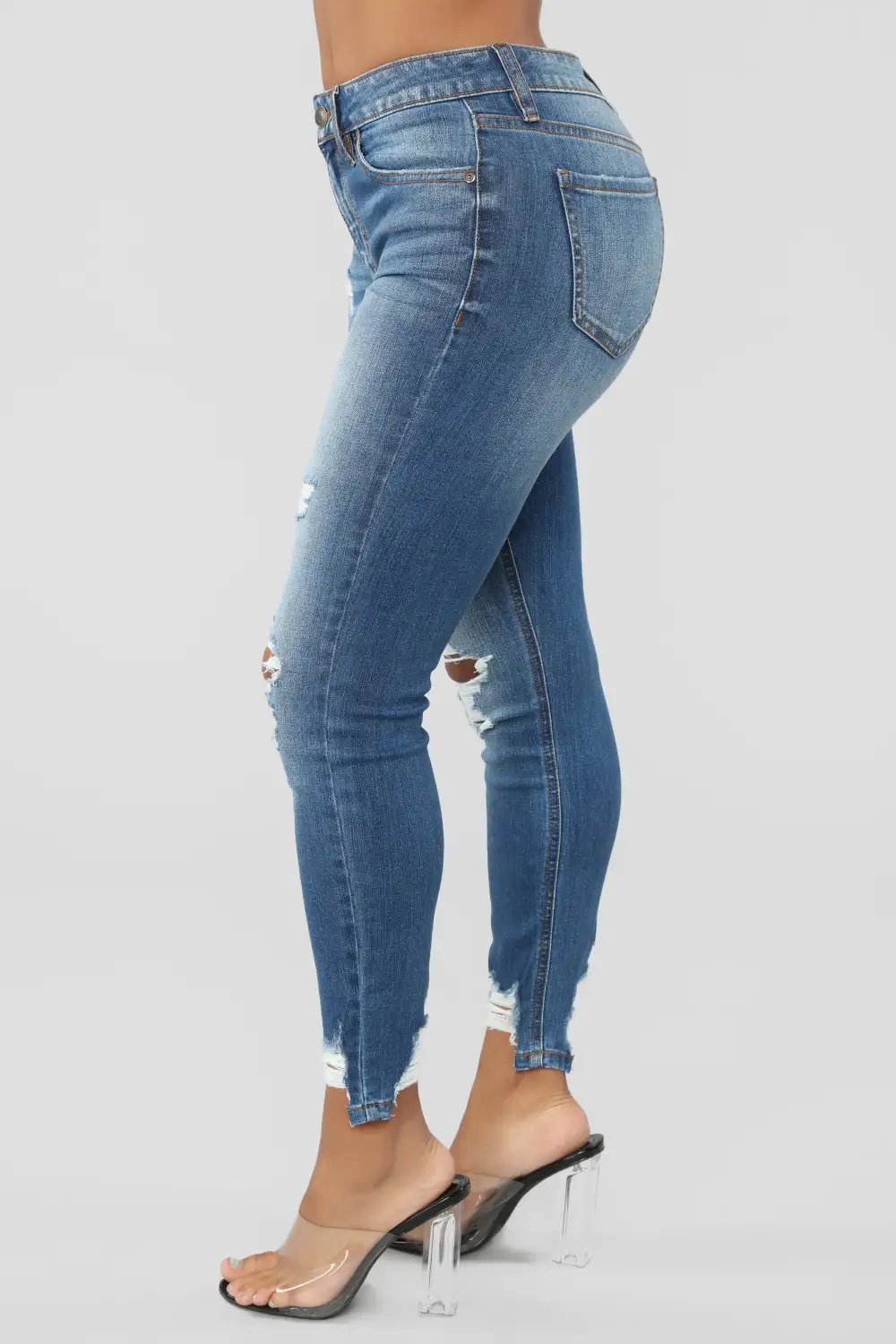 Ego Trip Mid Rise Jeans - Medium Blue Wash-Aldronix