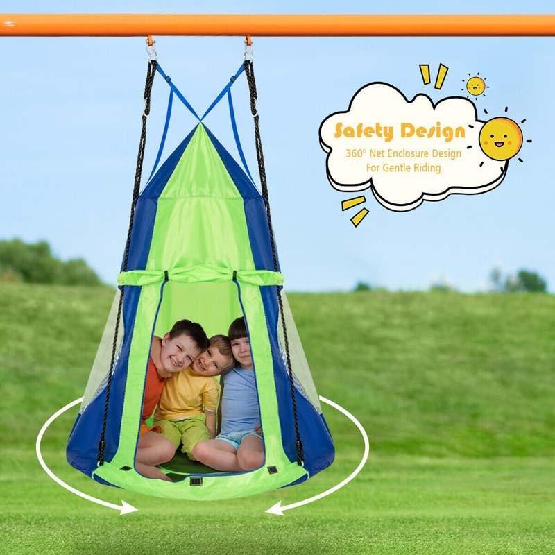 40'' Kids Hanging Tent Swing Saucer Chair Swing Tent Set-Aldronix