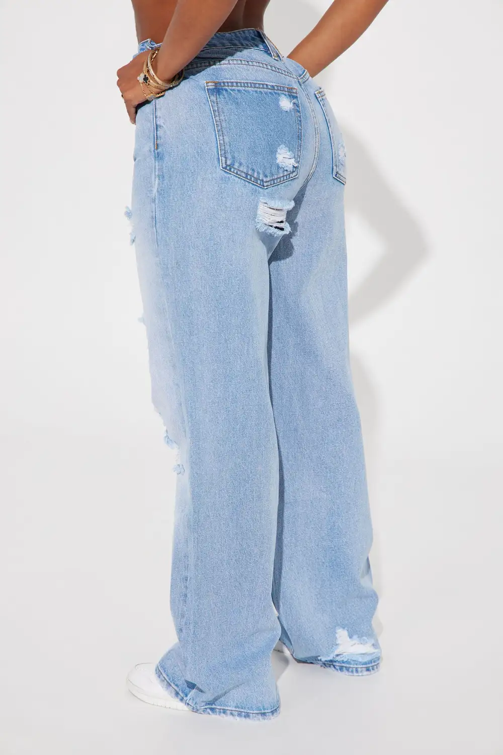 Left Him On Read Non Stretch Wide Leg Jeans - Medium Wash-Aldronix