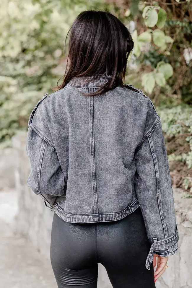 It's Your Choice Black Acid Washed Cropped Denim Jacket-Aldronix