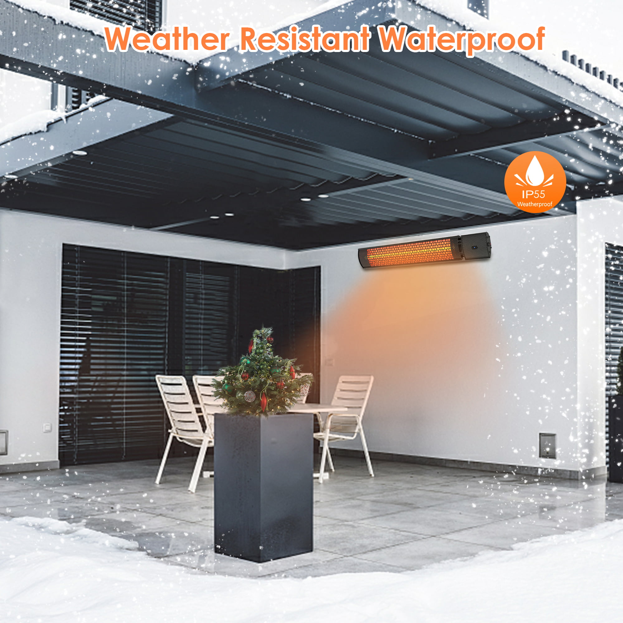 Outdoor Heaters for Patio, Nertpow Infrared Electric Patio Heater for Indoor/Outdoor Use with Tripod&Remote Control, 1500W Space Heater IPX5, Wall-Mounted For Garage Backyard-Aldronix