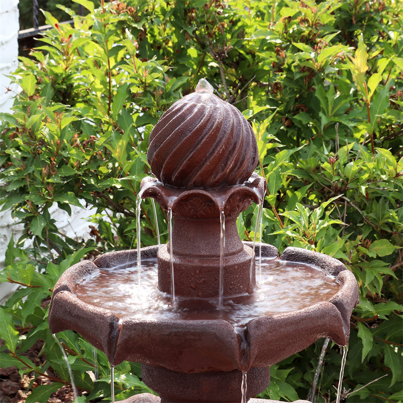 2-Tier Solar-Powered Outdoor Water Fountain with Battery Backup-Aldronix