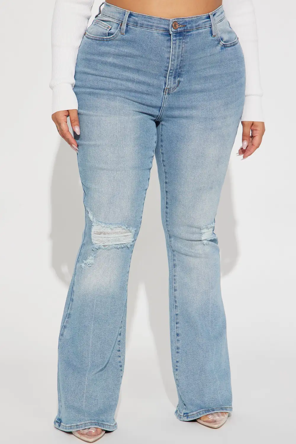 Every Now And Then Stretch Flare Jeans - Light Wash-Aldronix