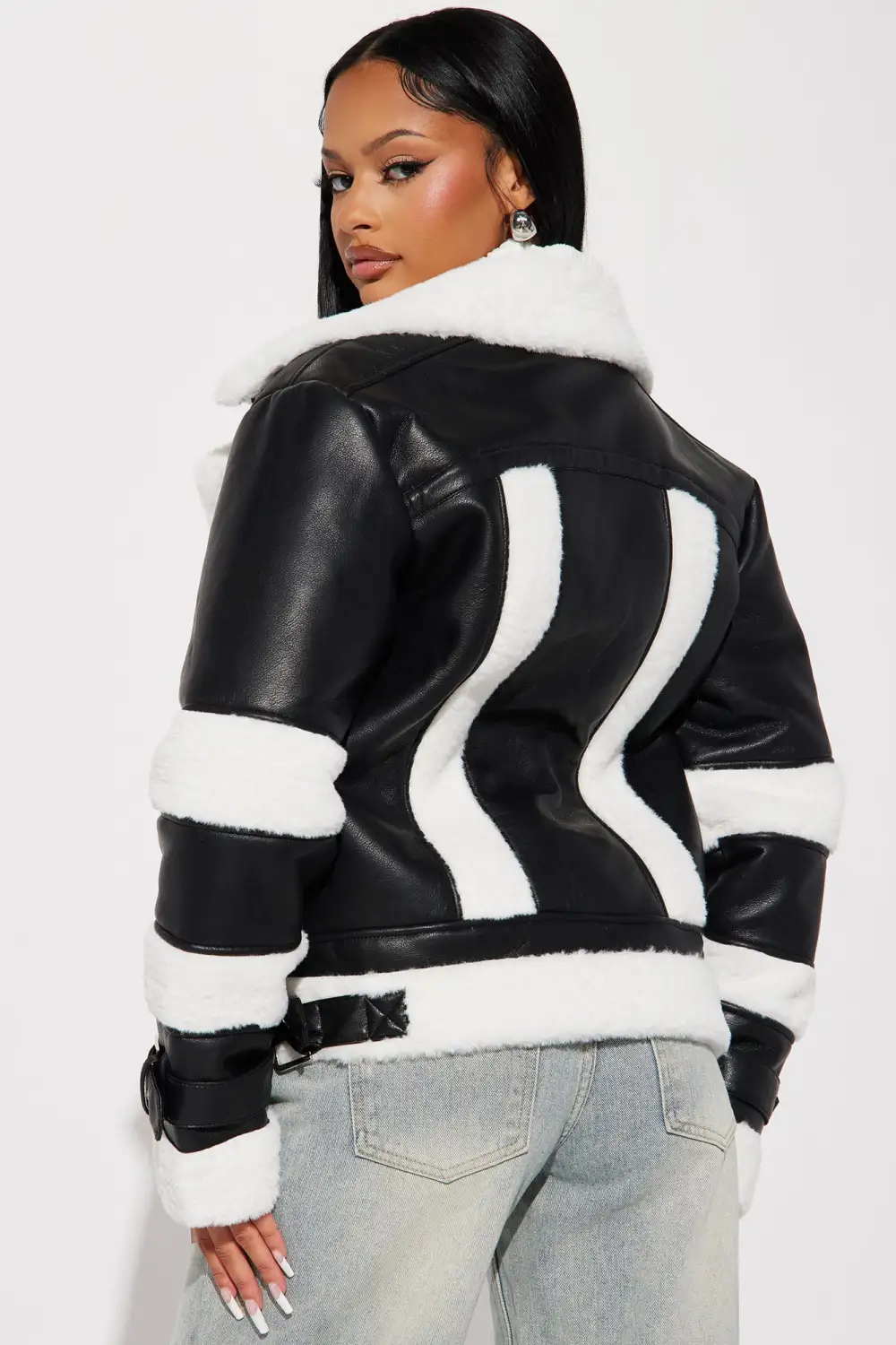 Always Be Mine Shearling Moto - Black-Aldronix
