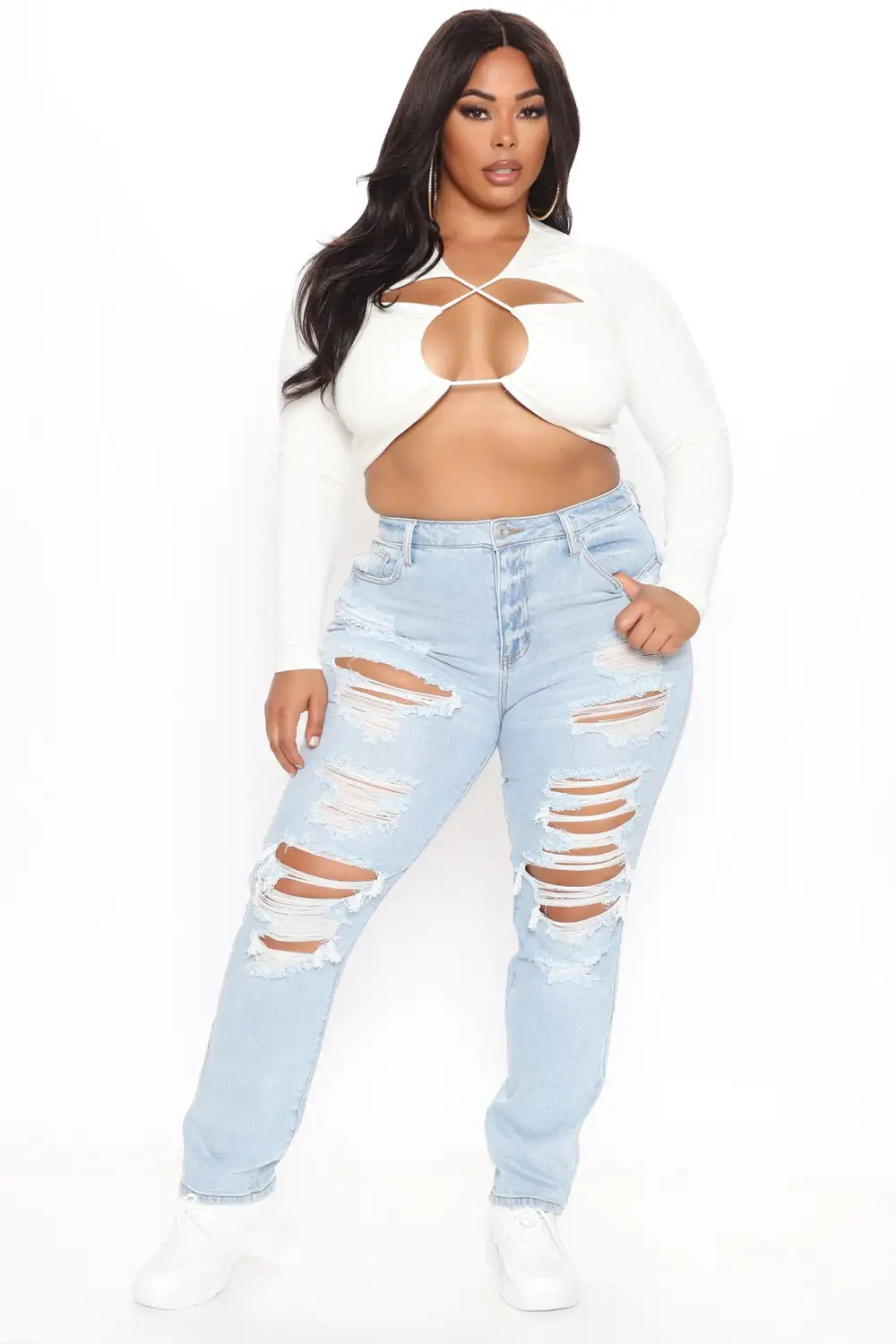 Favorite Getaway Destroyed Straight Leg Jeans - Light Blue Wash-Aldronix