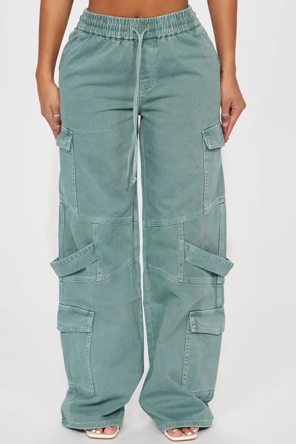 Know What To Do Non Stretch Cargo Jean - Green-Aldronix