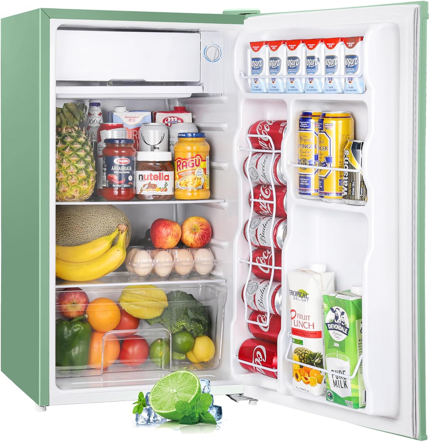  3.2 Cu.Ft Mini Fridge with Freezer, Single Door Mini Fridge, Dorm Fridge, Adjustable Thermostat, Mini Refrigerator for Bedroom, Office, Dorm, Black-BR321-Aldronix
