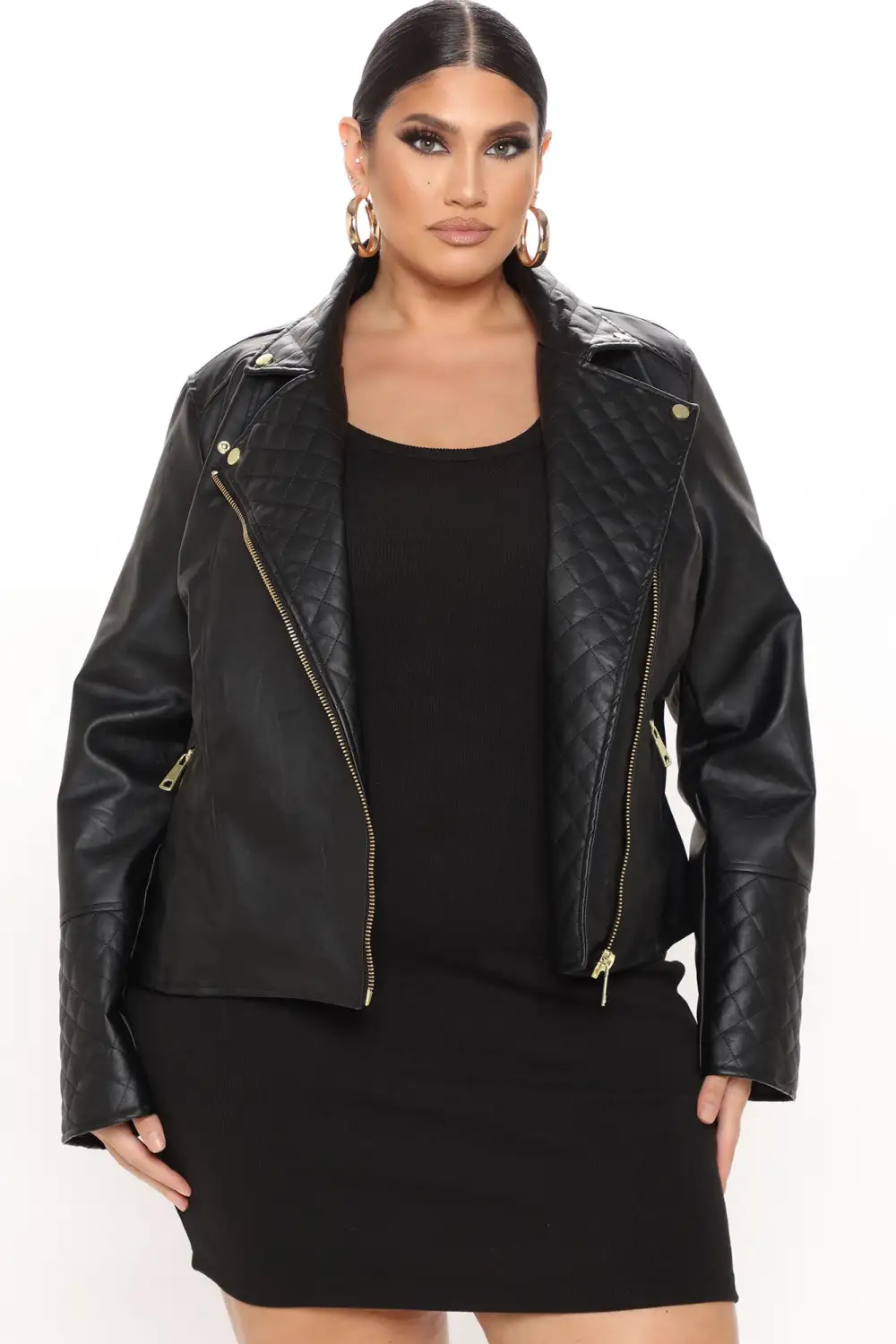 Out For A Ride Vegan Leather Moto Jacket - Black-Aldronix