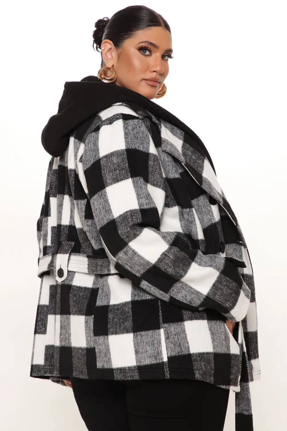 Always On The Go Plaid Jacket - Black/White-Aldronix