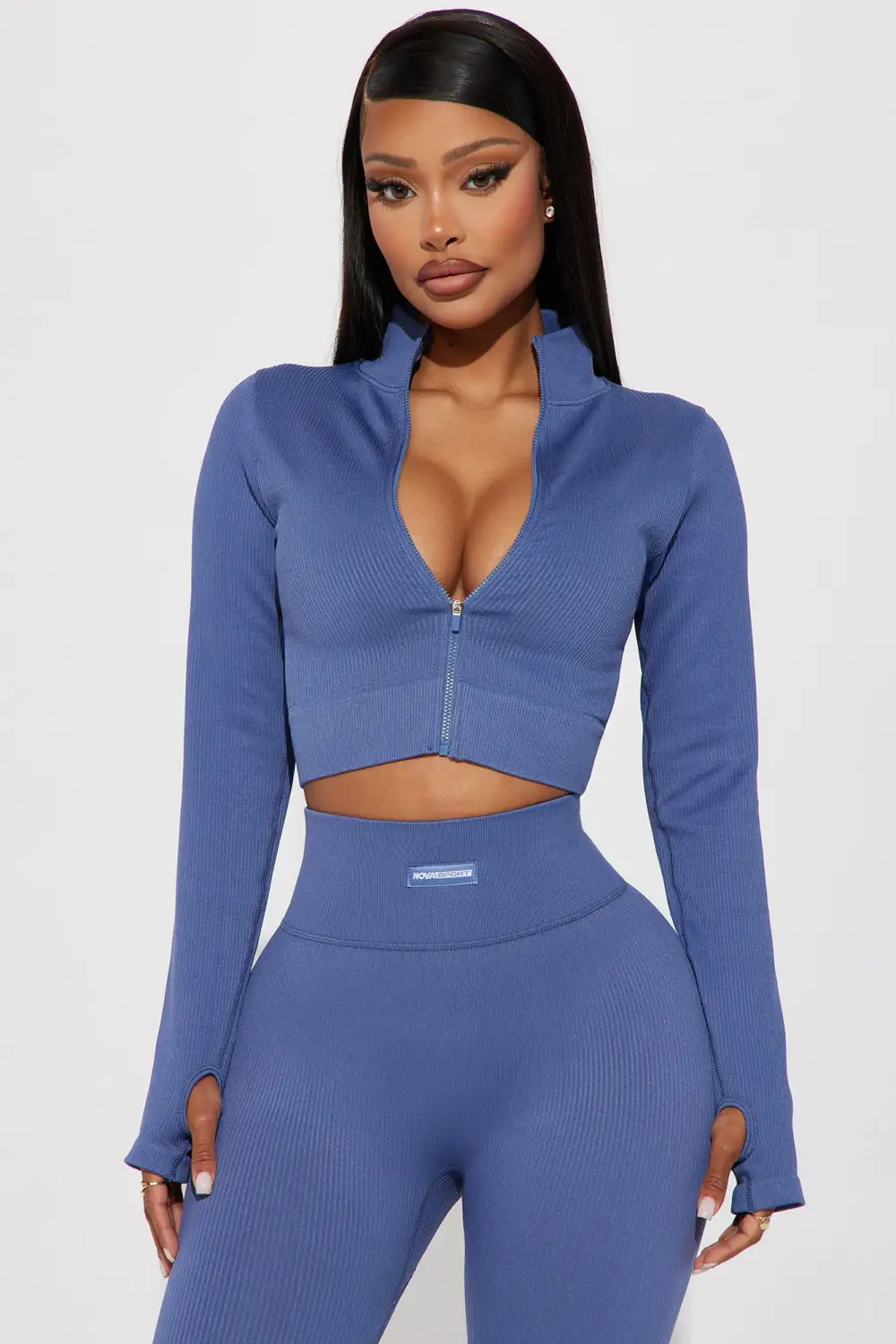 Effortless Ribbed Jacket - Slate Blue-Aldronix