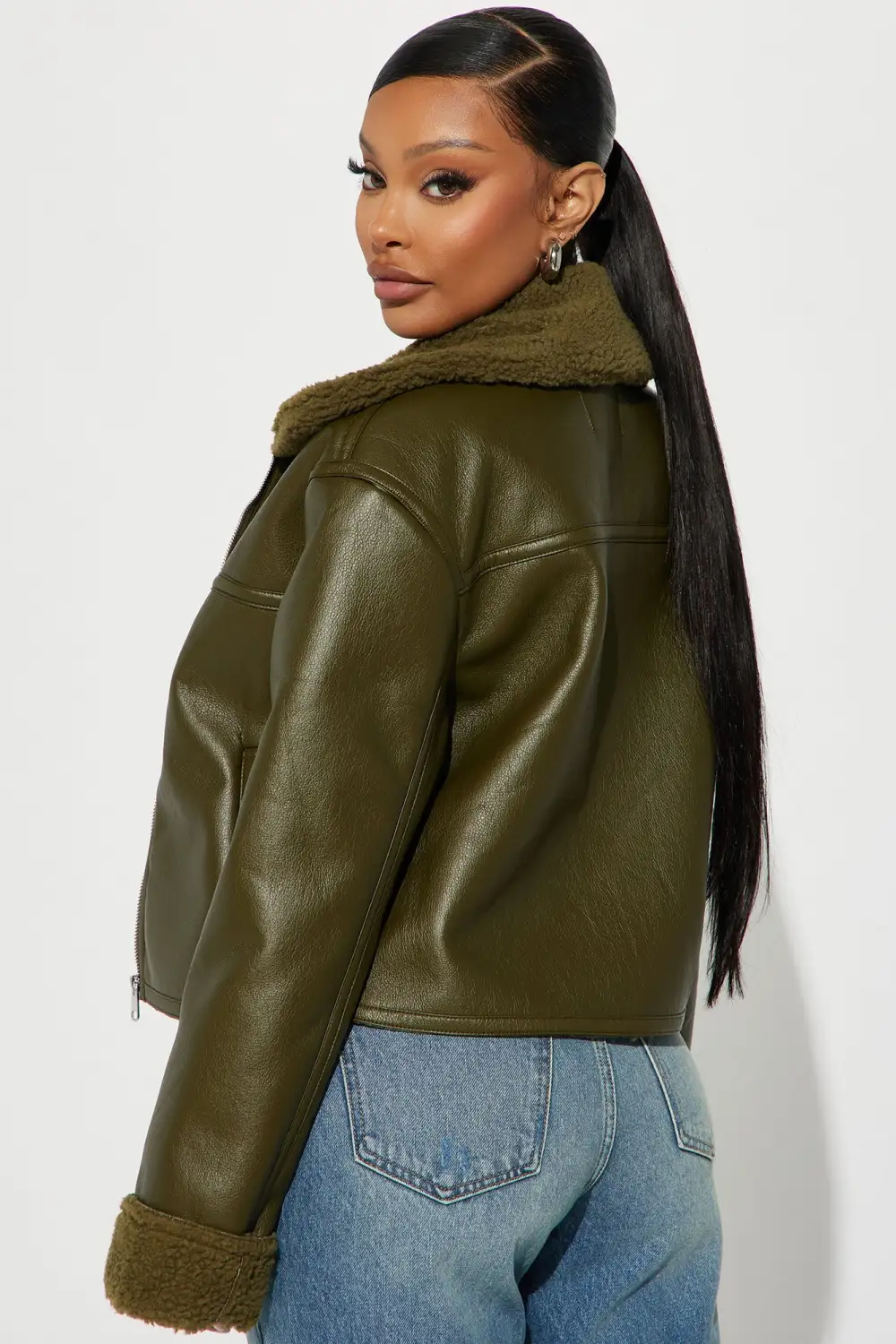 Downtown Girl Bomber Jacket - Olive-Aldronix
