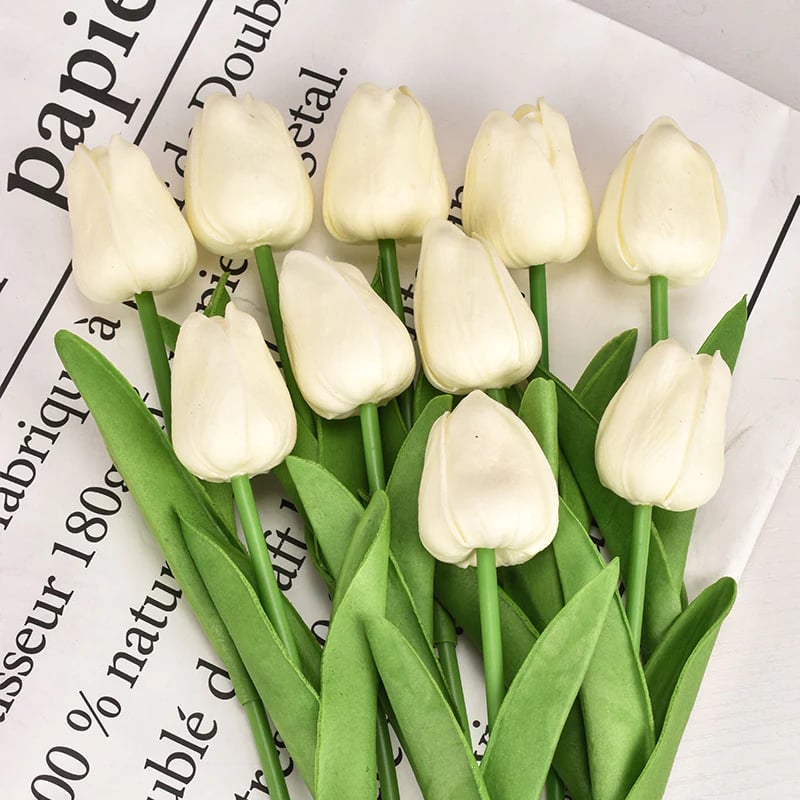 馃挀馃巵 Beautiful Artificial Real Touch Tulip Flower Stems (Bunch of 10)-Aldronix