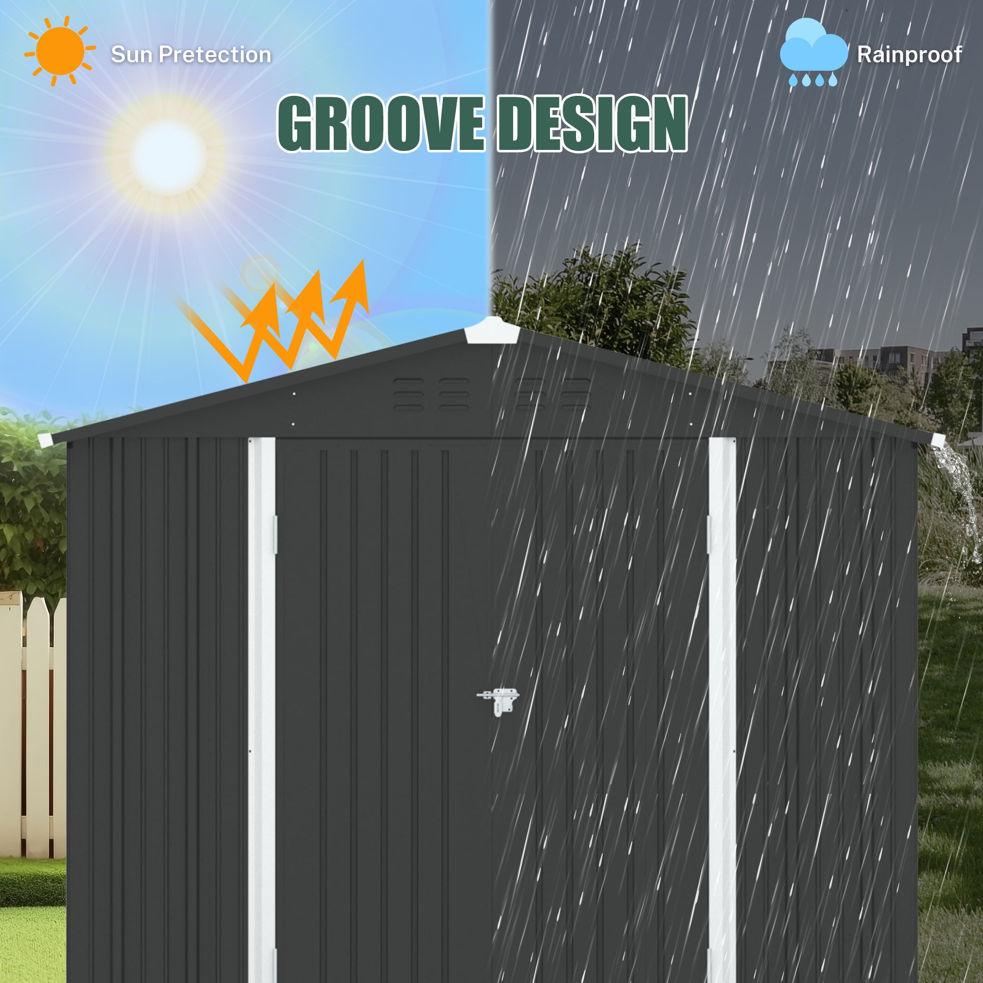6' x 4' Outdoor Metal Storage Shed, Tools Storage Shed-Aldronix