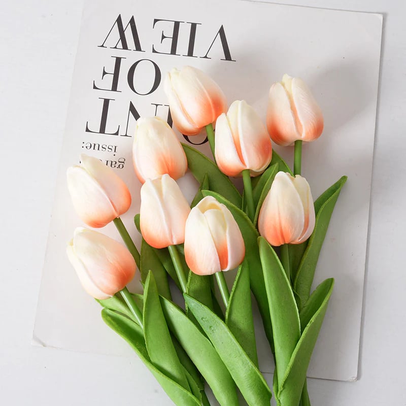 馃挀馃巵 Beautiful Artificial Real Touch Tulip Flower Stems (Bunch of 10)-Aldronix
