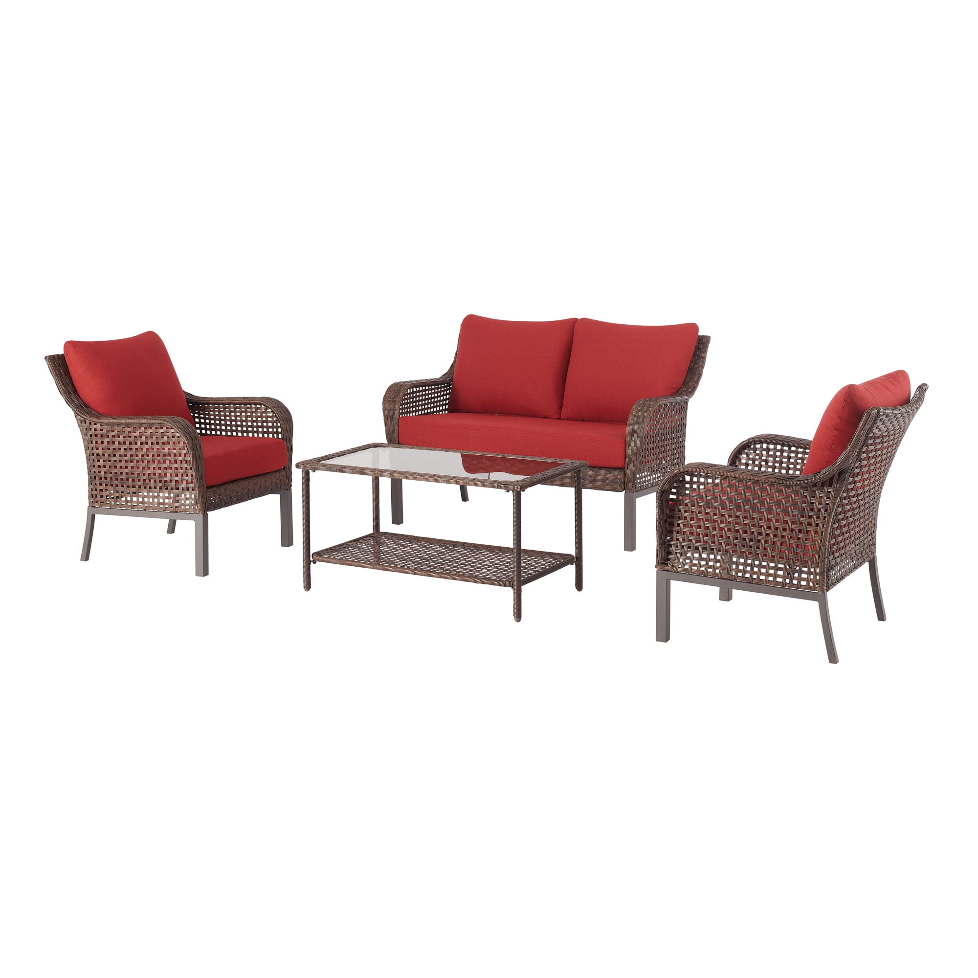 4-Piece Conversation Set, Red-Aldronix