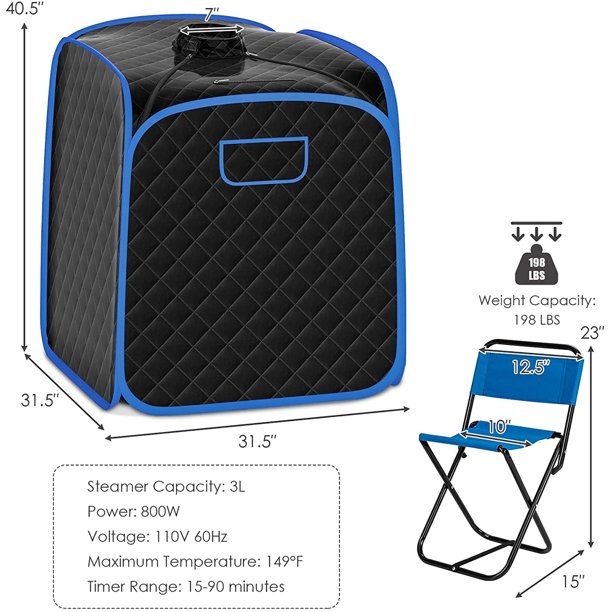 3-in-1 Portable Sauna With Chair And Foot Roller-Aldronix