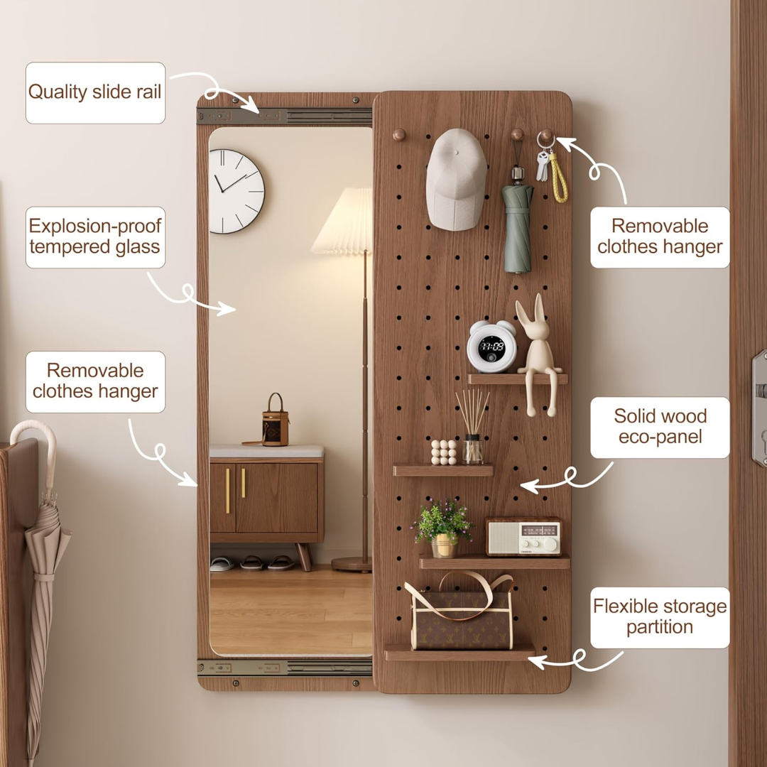 Wood Mirror with Shelf -Wall Mounted