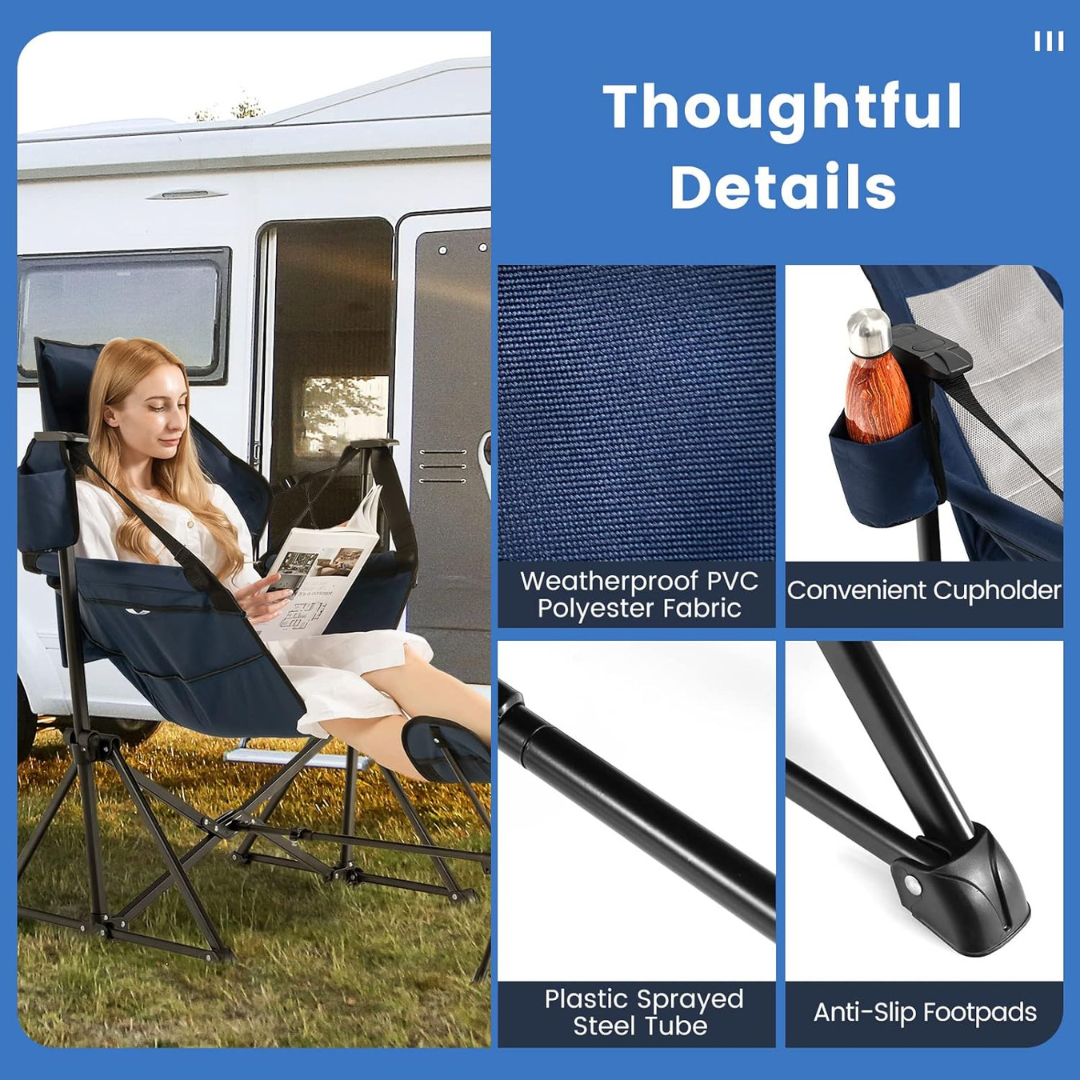 Folding Swing Chair with Retractable Footrest-Aldronix