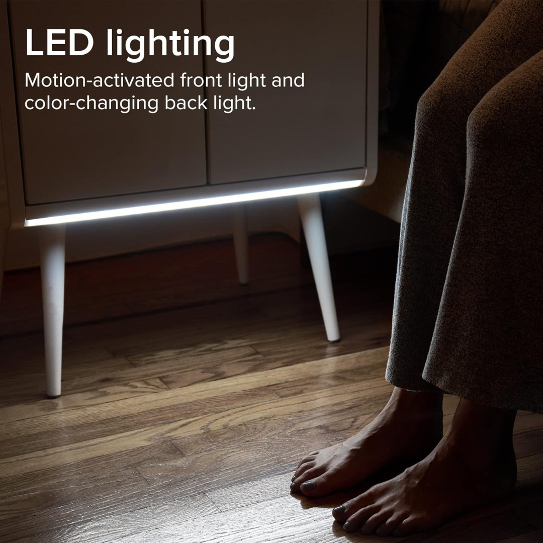 Smart Side/Nightstand Table - with Cooling Drawer, Wireless Charging, Bluetooth Speakers, USB-C and 120V outlets, LED Light-Aldronix