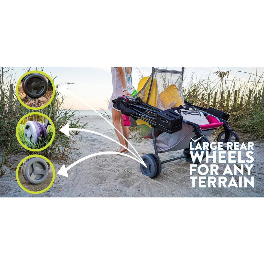 Wheeled Collapsible Beach Cart for Soft Sand, Fishing, Camping & Garden-Aldronix