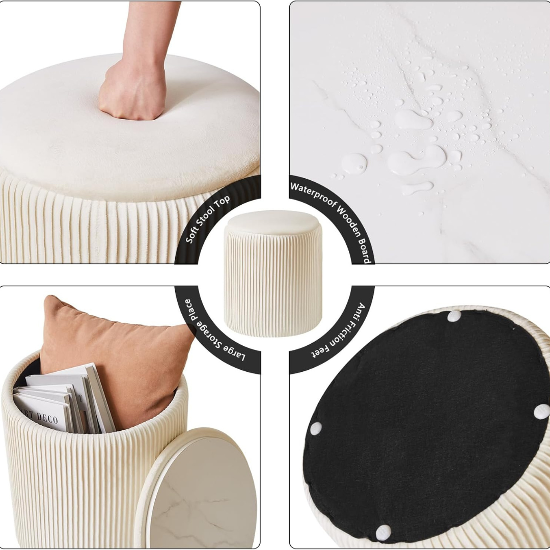 Set of 2 Round Ottoman with Storage-Aldronix