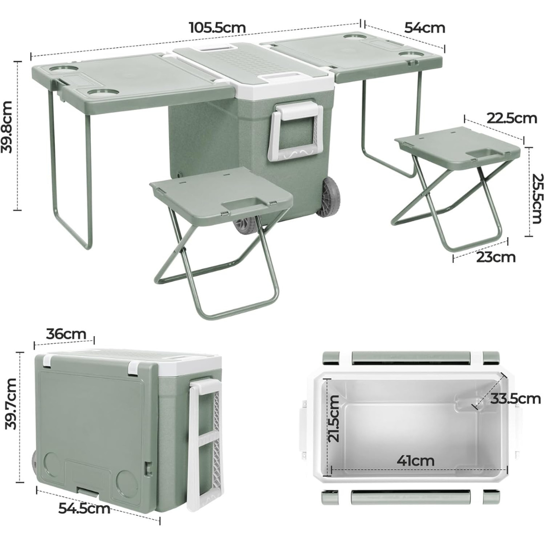 Ice Box with Table & Chairs - Portable Trolley-Aldronix