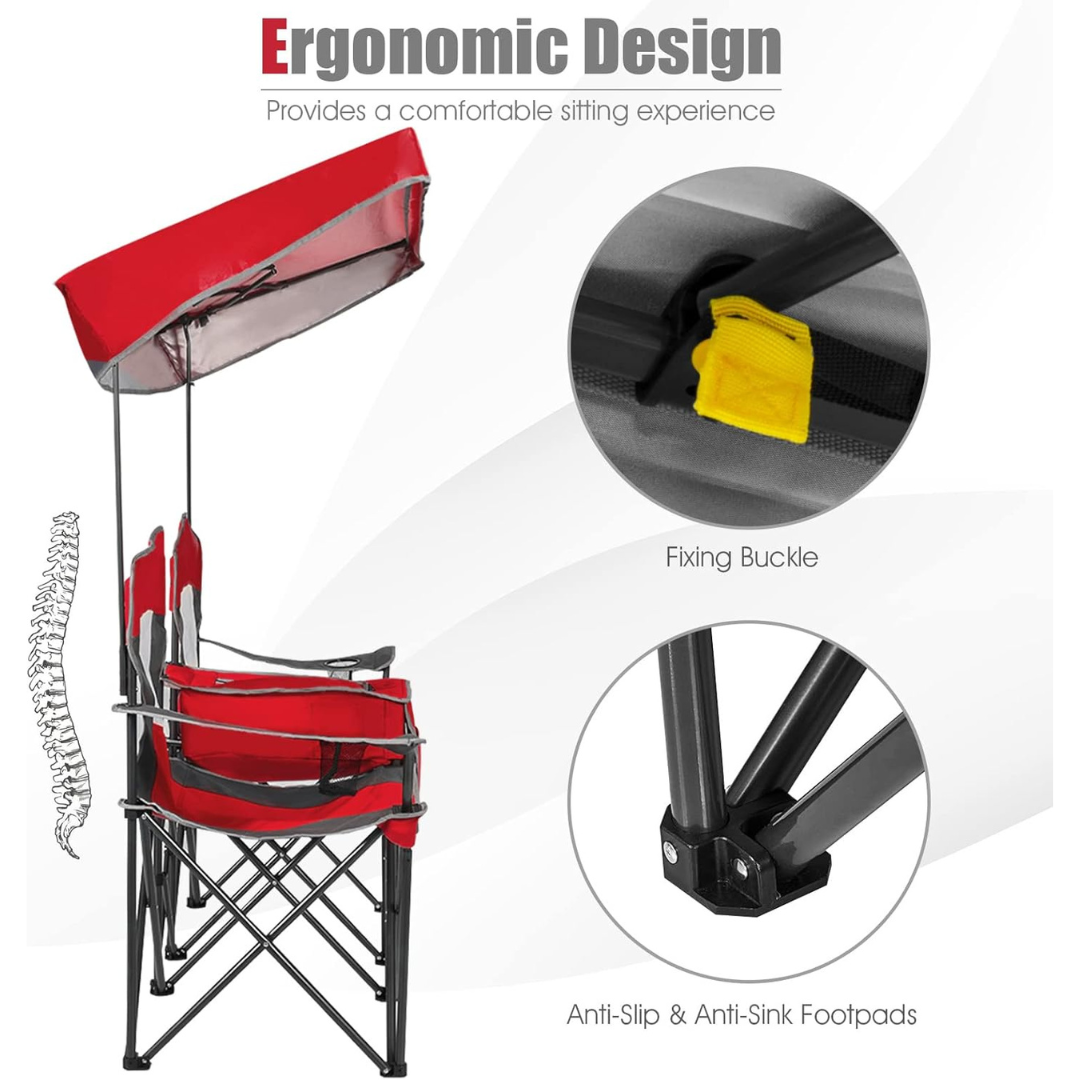Double Camping Chair w/Shade Canopy-Aldronix