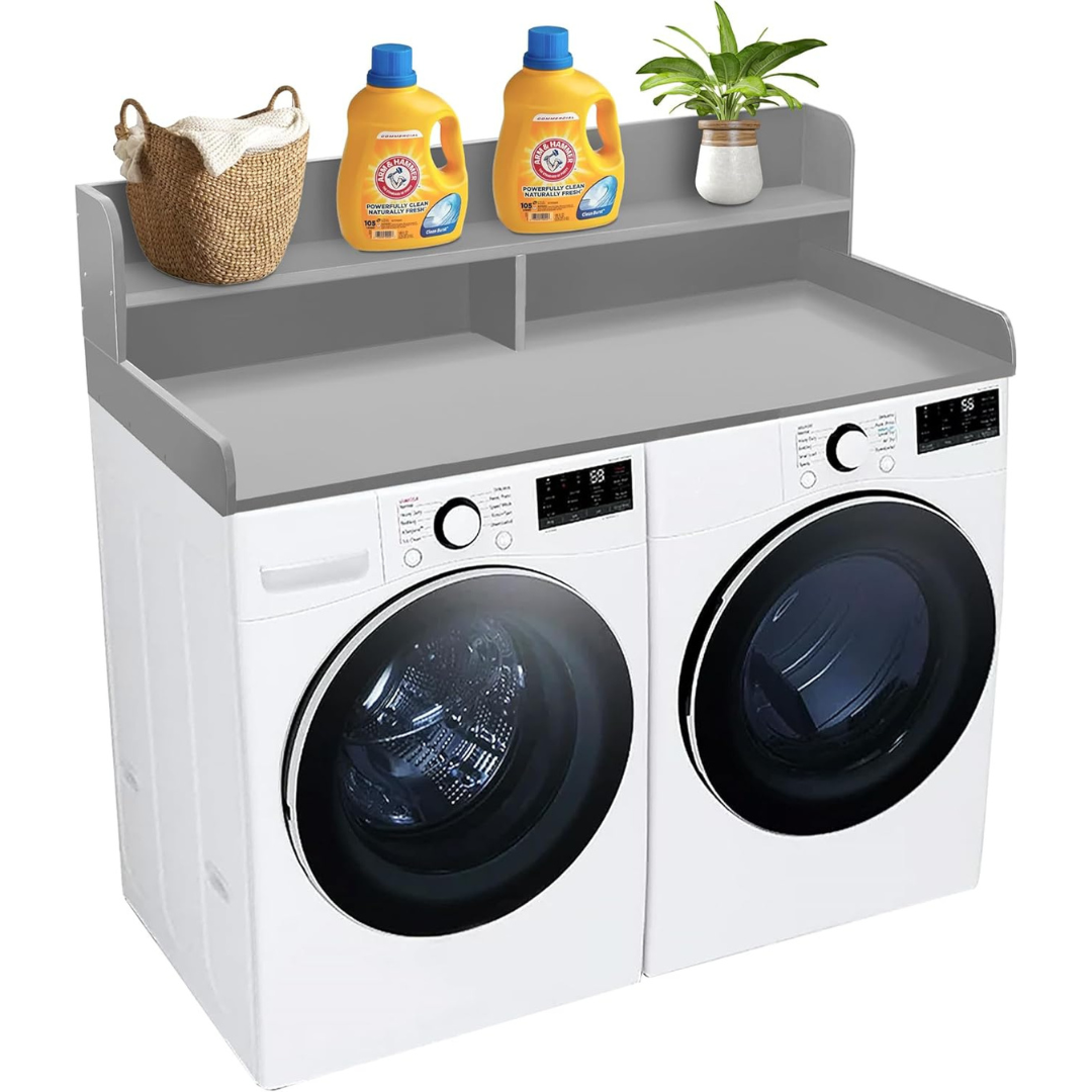 Laundry Countertop with 2-Tier Shelf-Aldronix