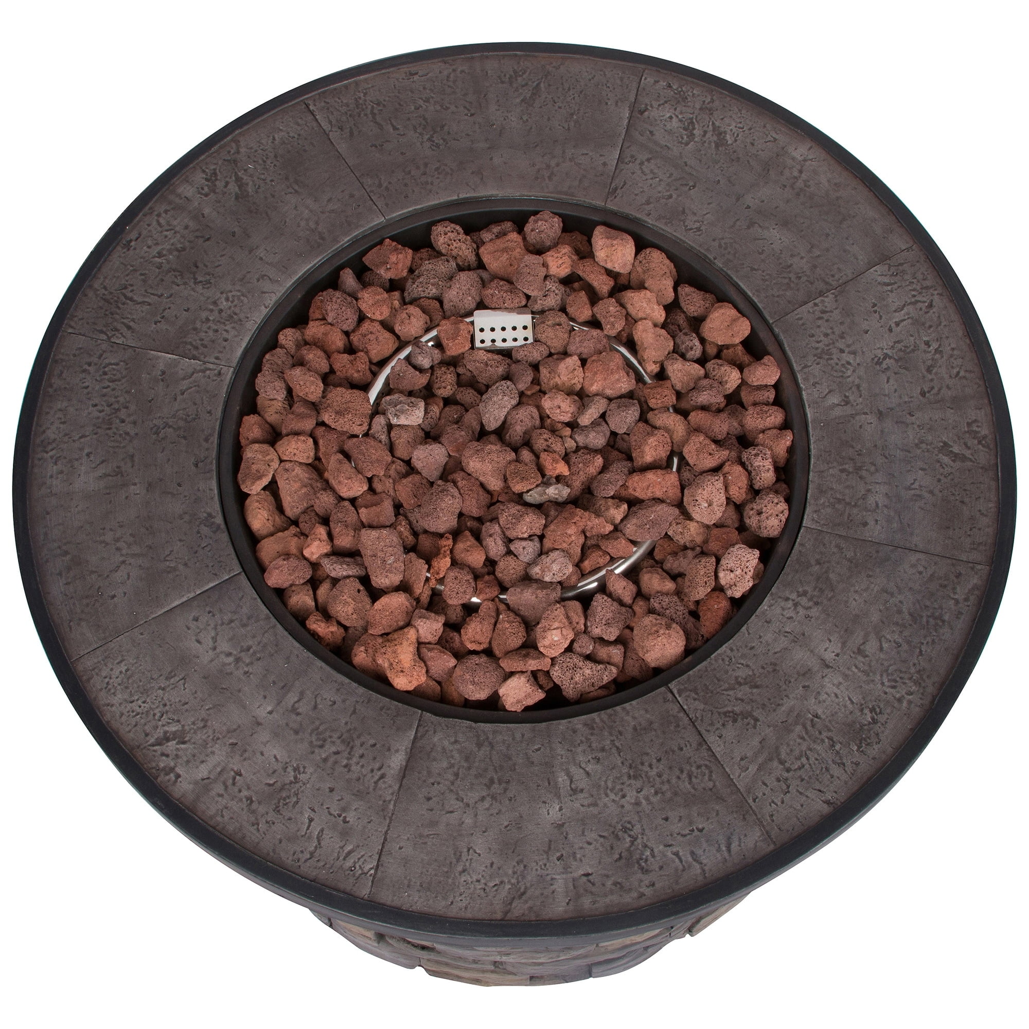 35 in. Round Outdoor Fire Pit Table - Stone-Aldronix