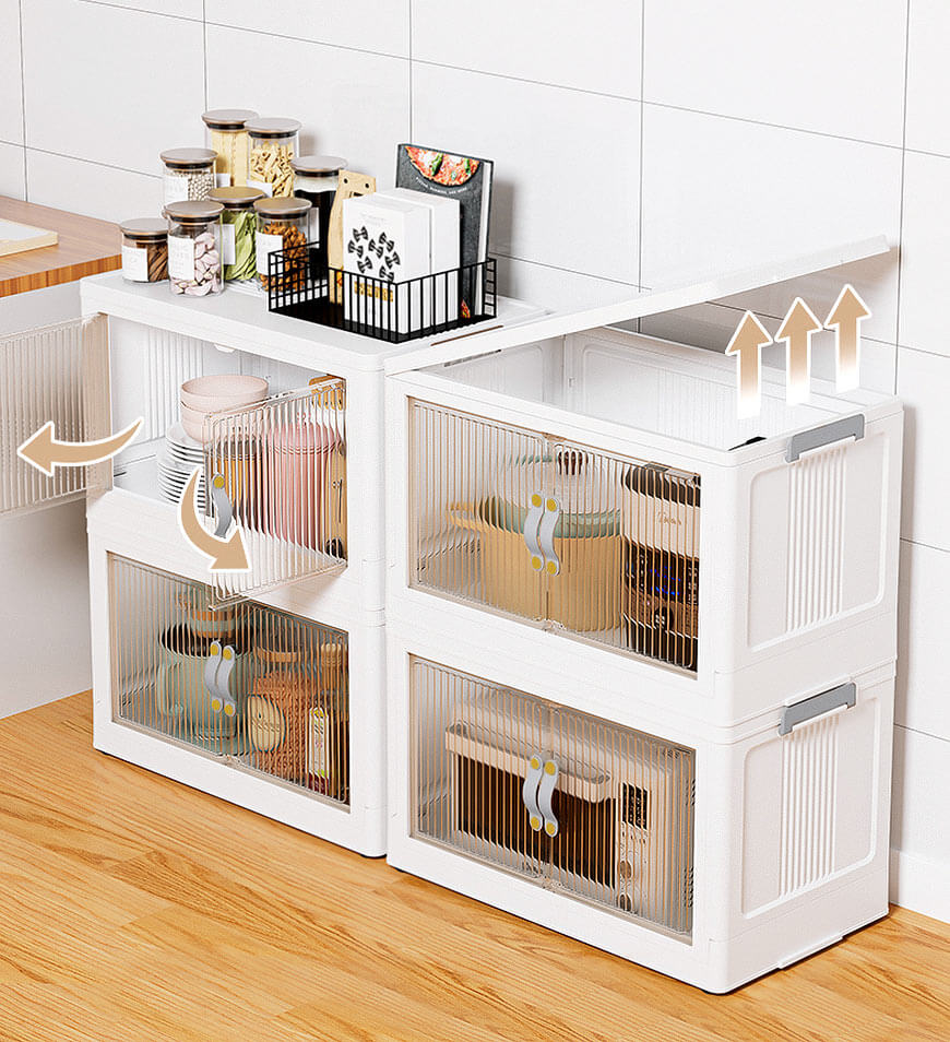 Clearance Offer  Stackable Storage Bins with Lids and Doors-Aldronix