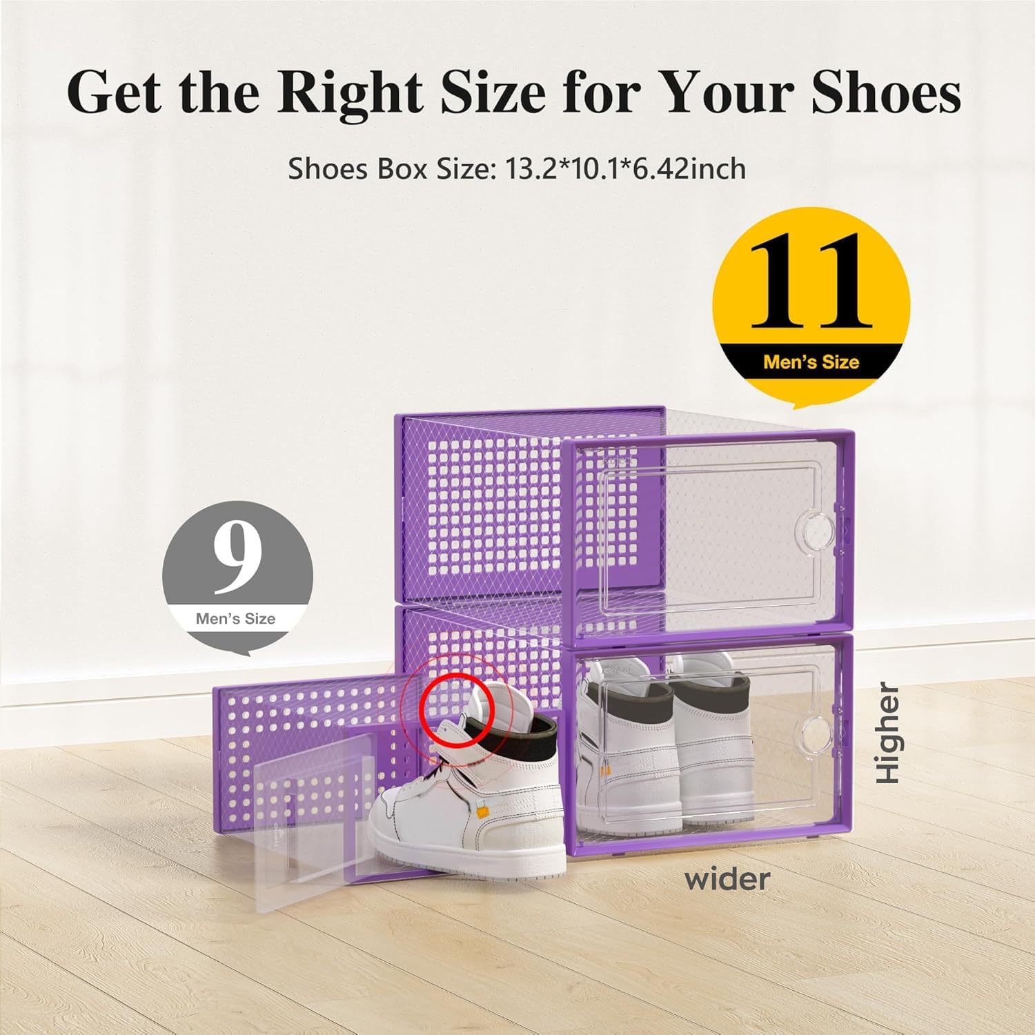 Large Shoe Storage Boxes Organizers Clear Plastic Stackable 12 Pack, Shoe Rack & Holder Substitute, Sneaker Containers, Toy Storage Organizer Bins for Entryway, Closet, Under Bed, Black-Aldronix