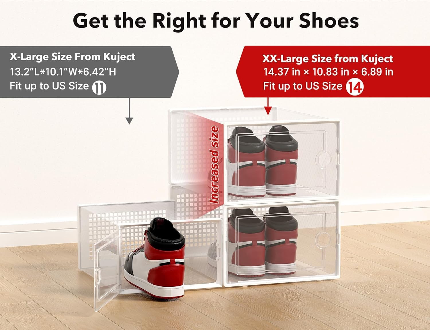 Large Shoe Storage Boxes Organizers Clear Plastic Stackable 12 Pack, Shoe Rack & Holder Substitute, Sneaker Containers, Toy Storage Organizer Bins for Entryway, Closet, Under Bed, Black-Aldronix
