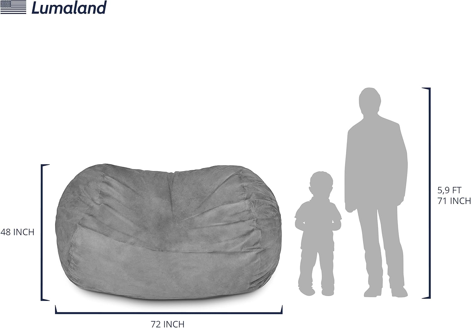  Giant 7ft Bean Bag Chair with Microsuede Cover - Ultra Soft-Aldronix