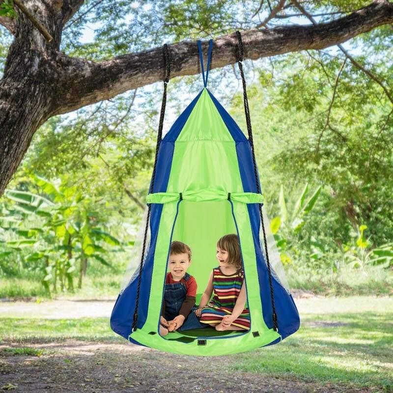 40'' Kids Hanging Tent Swing Saucer Chair Swing Tent Set-Aldronix