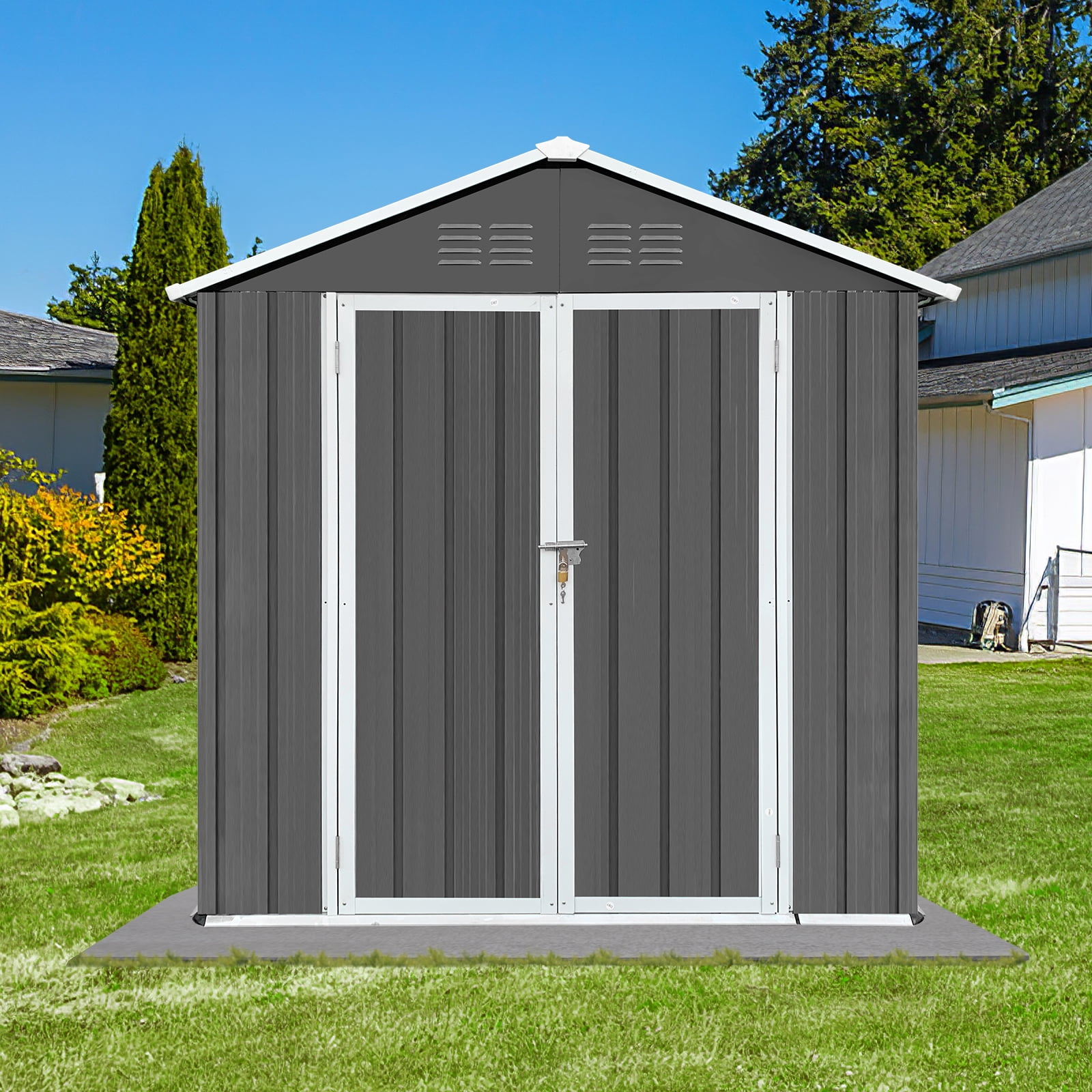 6' x 4' Outdoor Metal Storage Shed, Tools Storage Shed-Aldronix