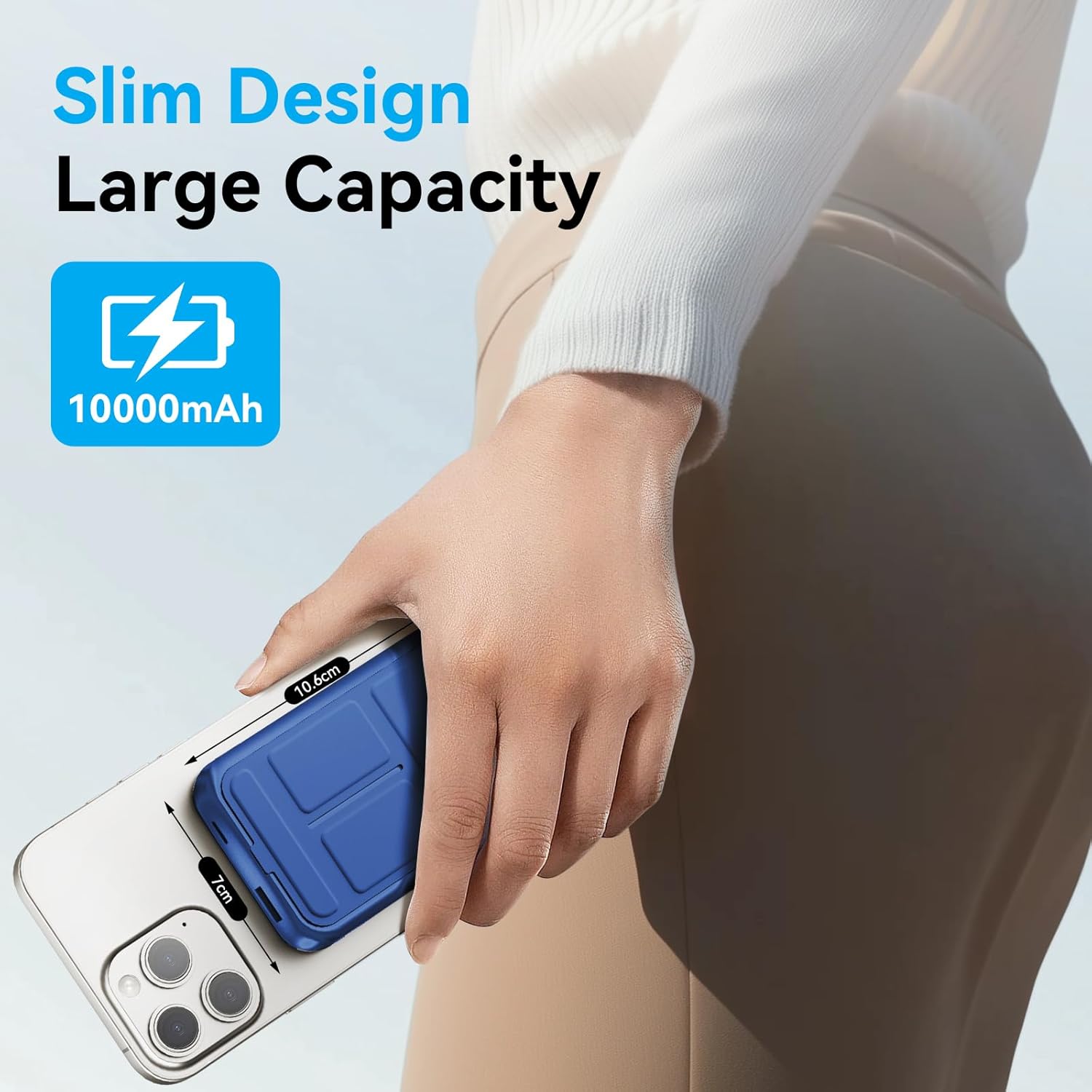 Magnetic Portable Charger, 10000mAh Wireless Power Bank with 20W USB-C Fast Charging, Foldable Stand & LED Display Magnetic Battery Pack, Compatible with iPhone 16/15/14/13/12 All Series-Aldronix
